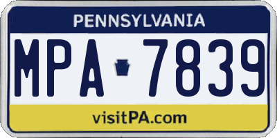 PA license plate MPA7839