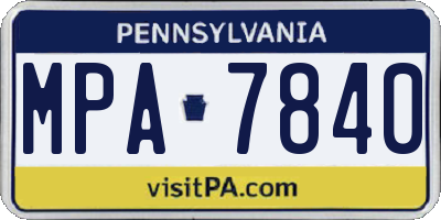 PA license plate MPA7840