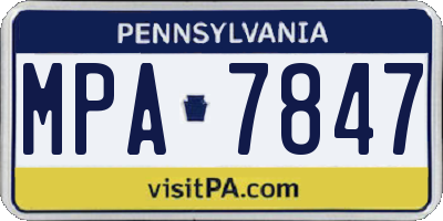 PA license plate MPA7847