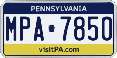 PA license plate MPA7850