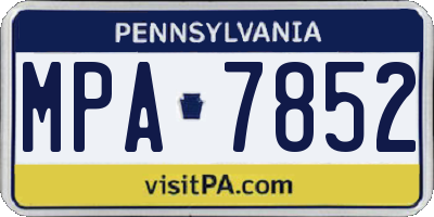 PA license plate MPA7852