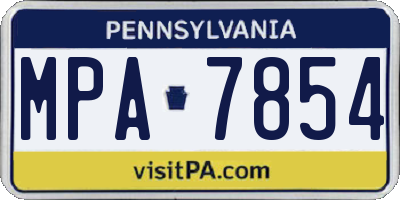 PA license plate MPA7854