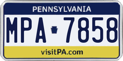 PA license plate MPA7858