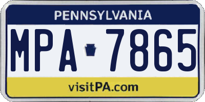 PA license plate MPA7865