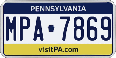 PA license plate MPA7869