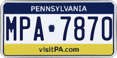 PA license plate MPA7870