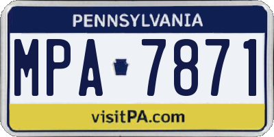 PA license plate MPA7871