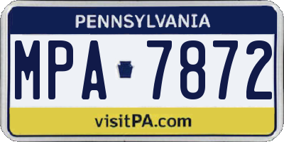 PA license plate MPA7872