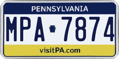 PA license plate MPA7874