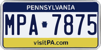 PA license plate MPA7875
