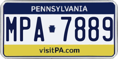 PA license plate MPA7889
