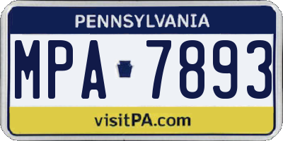 PA license plate MPA7893