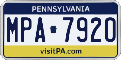 PA license plate MPA7920