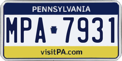 PA license plate MPA7931