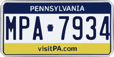 PA license plate MPA7934
