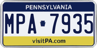 PA license plate MPA7935