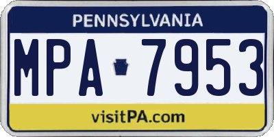 PA license plate MPA7953