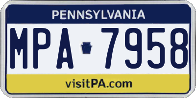 PA license plate MPA7958
