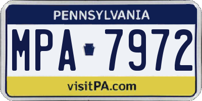 PA license plate MPA7972