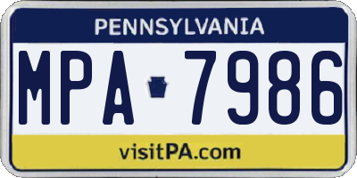 PA license plate MPA7986