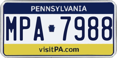 PA license plate MPA7988