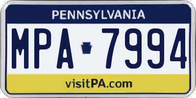 PA license plate MPA7994