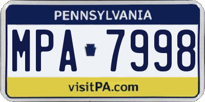 PA license plate MPA7998