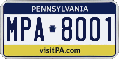 PA license plate MPA8001