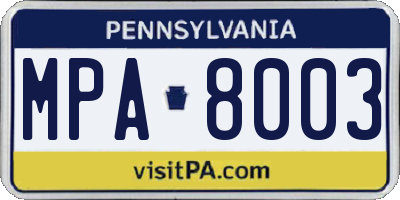 PA license plate MPA8003