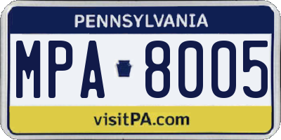 PA license plate MPA8005