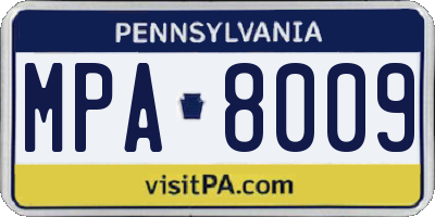 PA license plate MPA8009