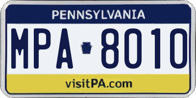 PA license plate MPA8010