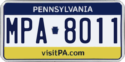 PA license plate MPA8011