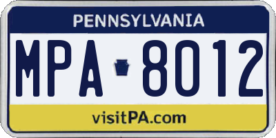 PA license plate MPA8012