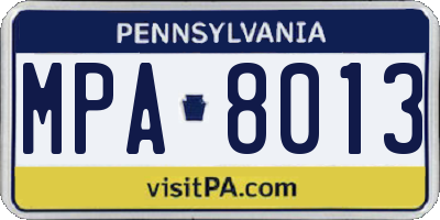 PA license plate MPA8013