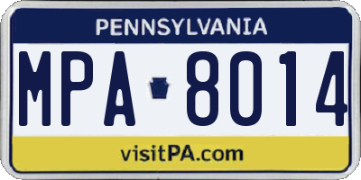 PA license plate MPA8014