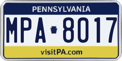 PA license plate MPA8017