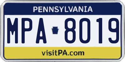 PA license plate MPA8019