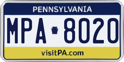 PA license plate MPA8020