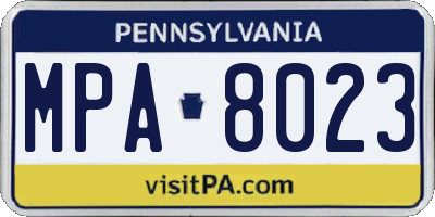 PA license plate MPA8023