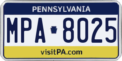 PA license plate MPA8025