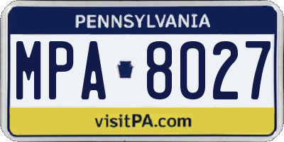 PA license plate MPA8027