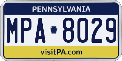 PA license plate MPA8029