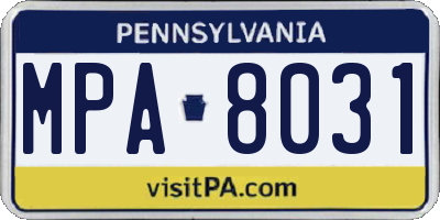 PA license plate MPA8031