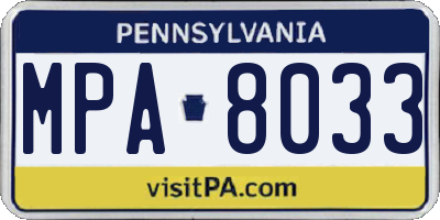PA license plate MPA8033