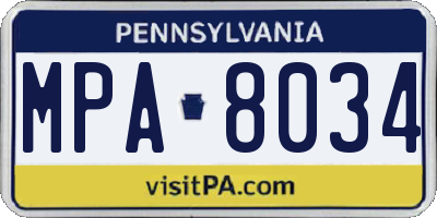 PA license plate MPA8034