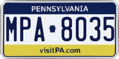 PA license plate MPA8035