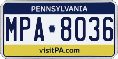 PA license plate MPA8036