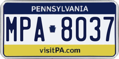 PA license plate MPA8037