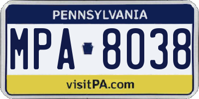 PA license plate MPA8038